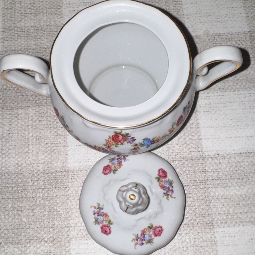 Vtg Winterling Germany Porcelain Bowl w lid floral and gold trim sugar/tea bags - Picture 4 of 12